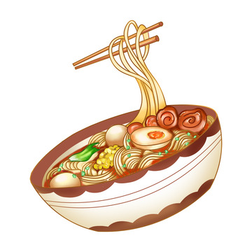 美食拉面插画手绘元素