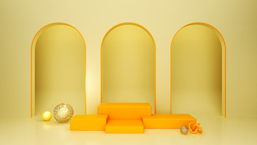 黄色3d立体电商促销背景图