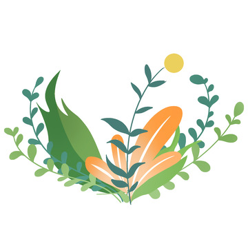 绿色清新植物手绘元素