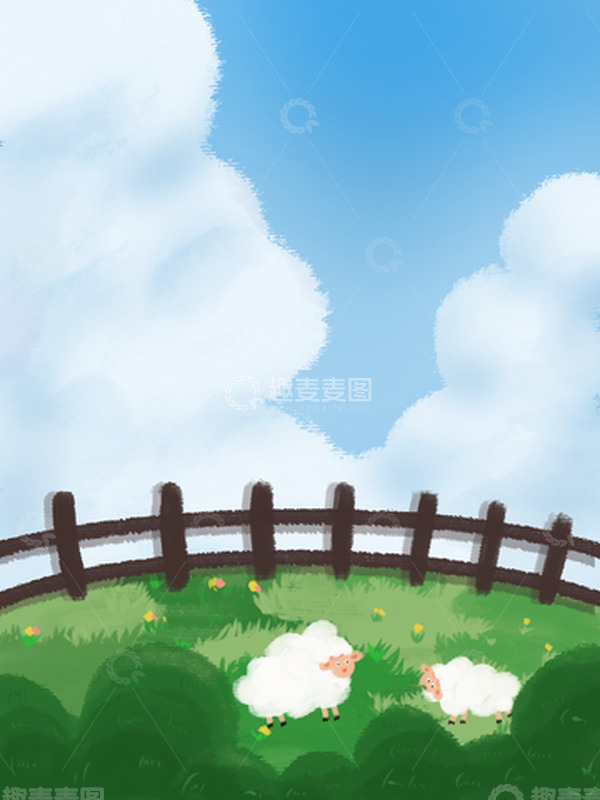 源文件下载【趣麦麦图】-小清新春天郊游风景手绘