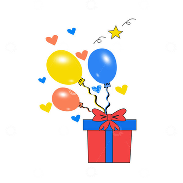 源文件下载【趣麦麦图】卡通放飞气球礼物爱心装饰