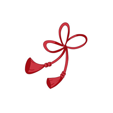 红色国风中式吉祥流苏绳结中国结手绘图