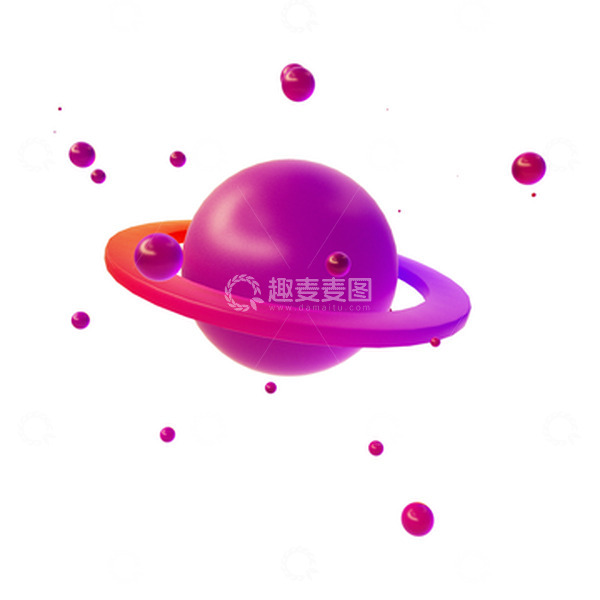 源文件下载【趣麦麦图】3D立体弥散紫色星球星系磨砂质感星球