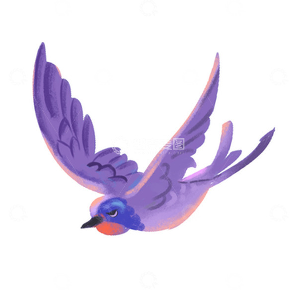 源文件下载【趣麦麦图】-紫色小鸟手绘元素
