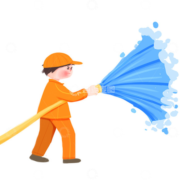源文件下载【趣麦麦图】手绘卡通环卫工人喷水降温