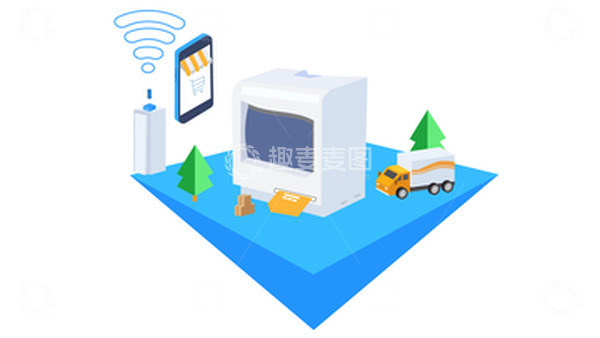 源文件下载【趣麦麦图】-信息时代快递车