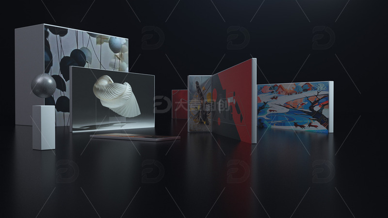 暗色系虚拟展厅三维场景搭建