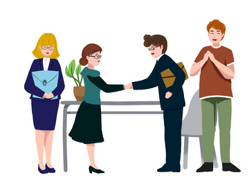 握手洽谈项目扁平人物场景