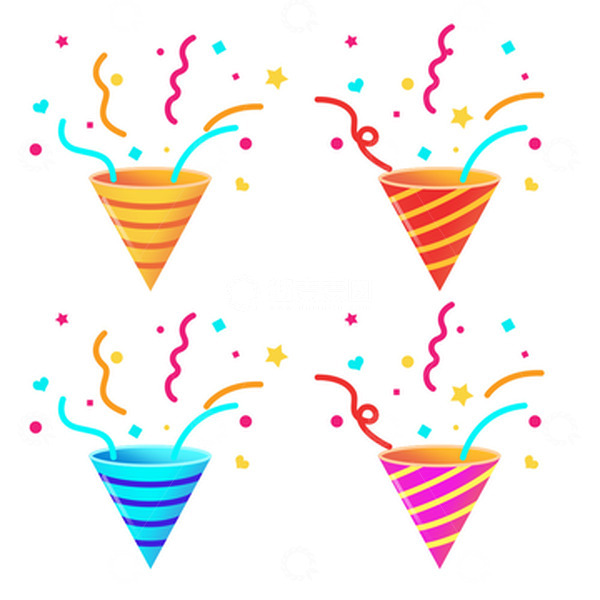 源文件下载【趣麦麦图】庆祝撒花喇叭