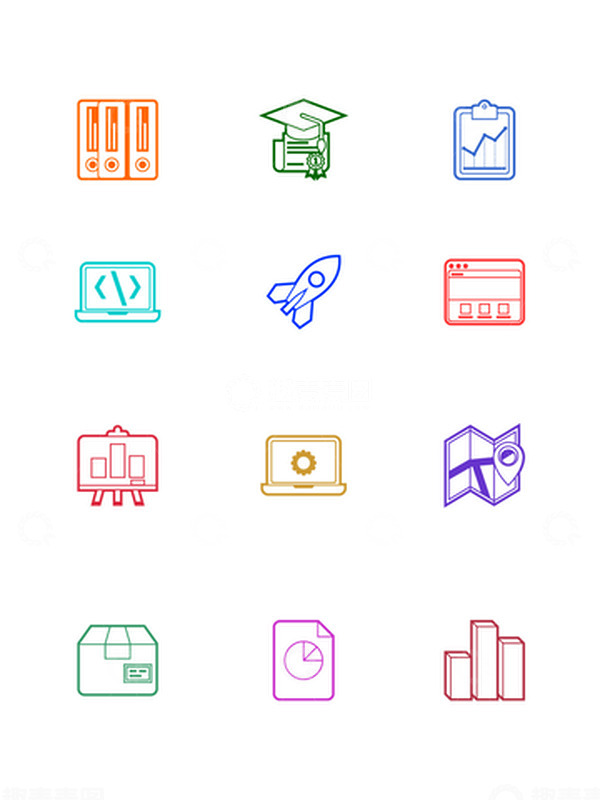 源文件下载【趣麦麦图】彩色开学学习文具用品电脑图标