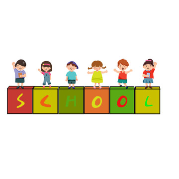 开学插画清新小学生