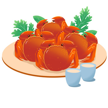 一盘清蒸大闸蟹