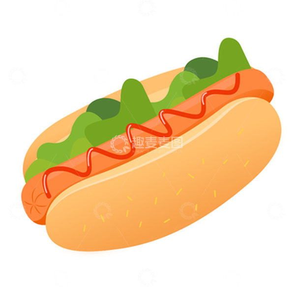 源文件下载【趣麦麦图】红色热狗手绘卡通美食图