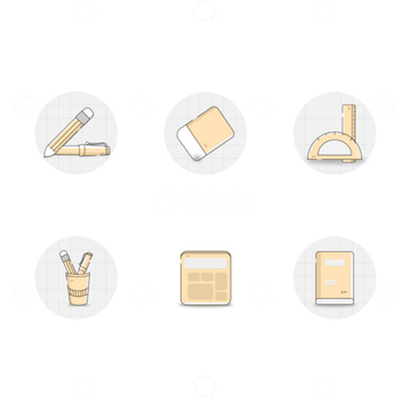 源文件下载【趣麦麦图】黄色小清新开学季图标元素