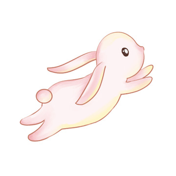 手绘跳跃的玉兔