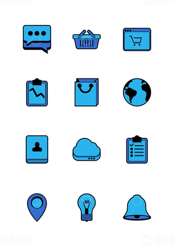 源文件下载【趣麦麦图】蓝色购物网站采购商城后台APP图标