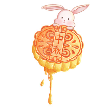 手绘中秋玉兔月饼