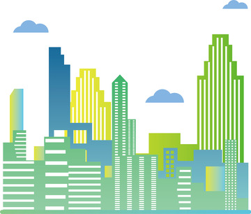 绿色科技感现代线条城市建筑矢量元素