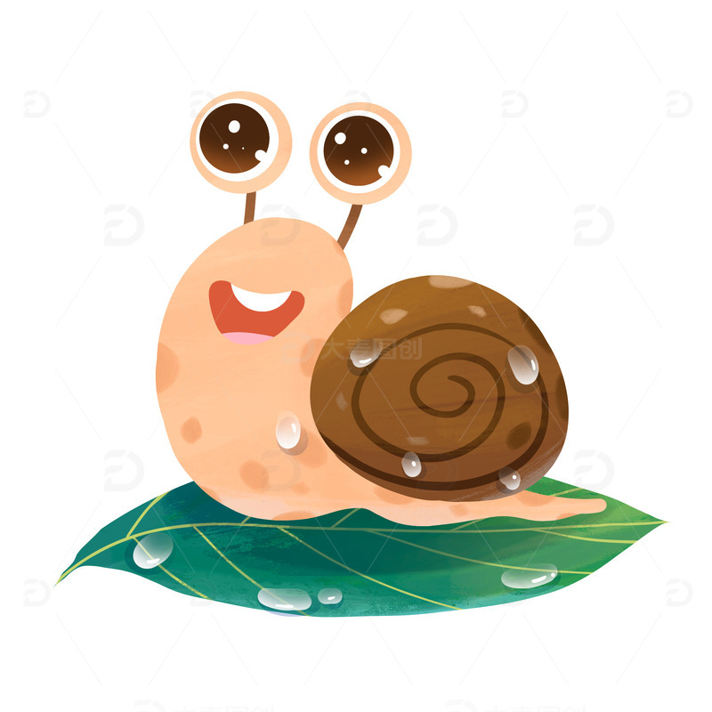 白露之蜗牛与叶子露水手绘元素