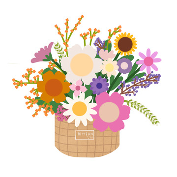 手绘花篮教师节鲜花