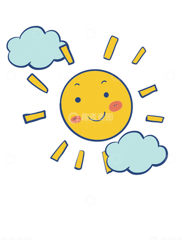 源文件下载【趣麦麦图】黄色太阳白云手绘元素