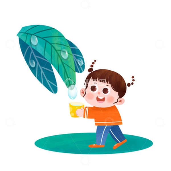 源文件下载【趣麦麦图】白露女孩接露水手绘可爱元素