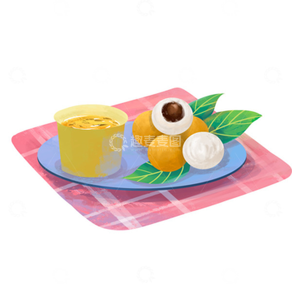 源文件下载【趣麦麦图】白露节气之龙眼喝茶手绘元素