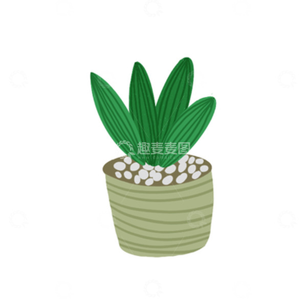 源文件下载【趣麦麦图】手绘插画室内小盆栽植物