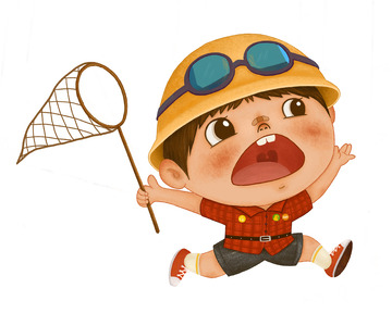 儿童森林郊游奔跑