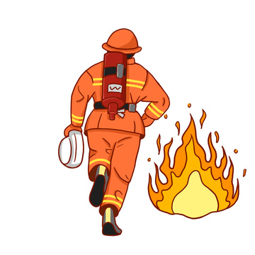 手绘消防员插画