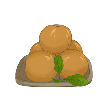 黄色清新秋梨白露水果手绘