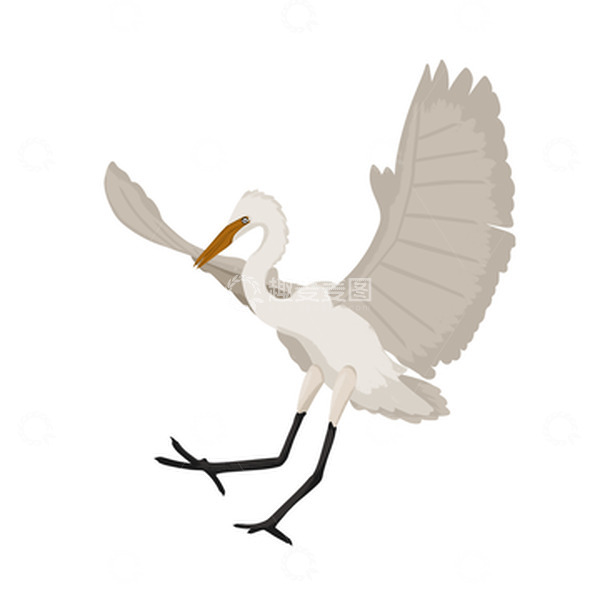 源文件下载【趣麦麦图】跳舞的白鹭白露手绘扁平元素