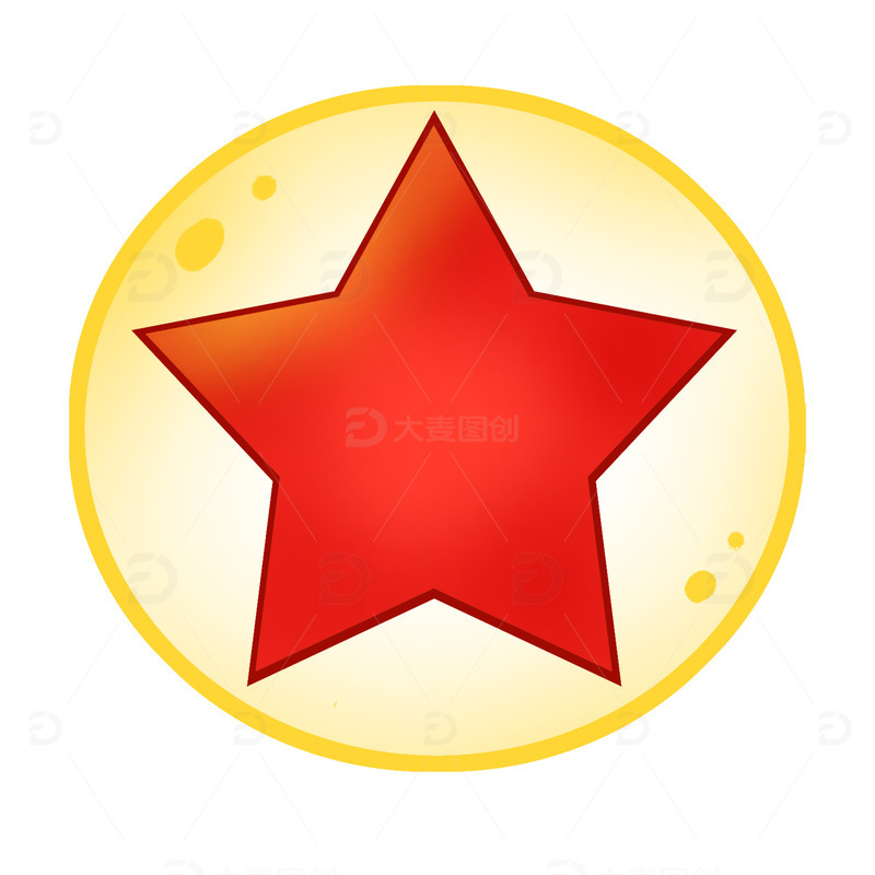 红色五角星手绘元素