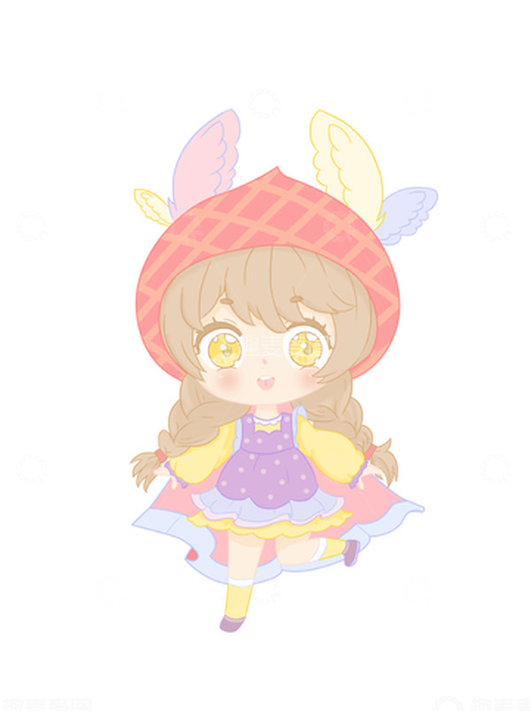 源文件下载【趣麦麦图】甜系女孩清新手绘出游卡通人物