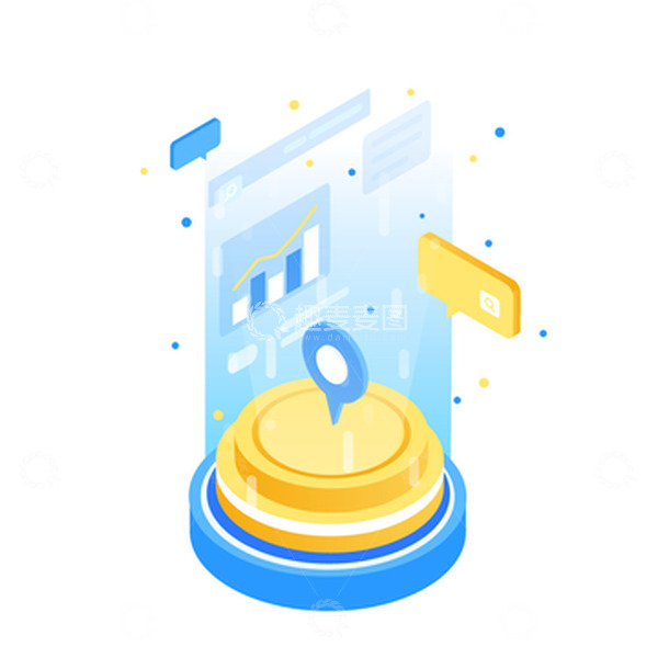 源文件下载【趣麦麦图】立体渐变科技服务器统计网络信息插画