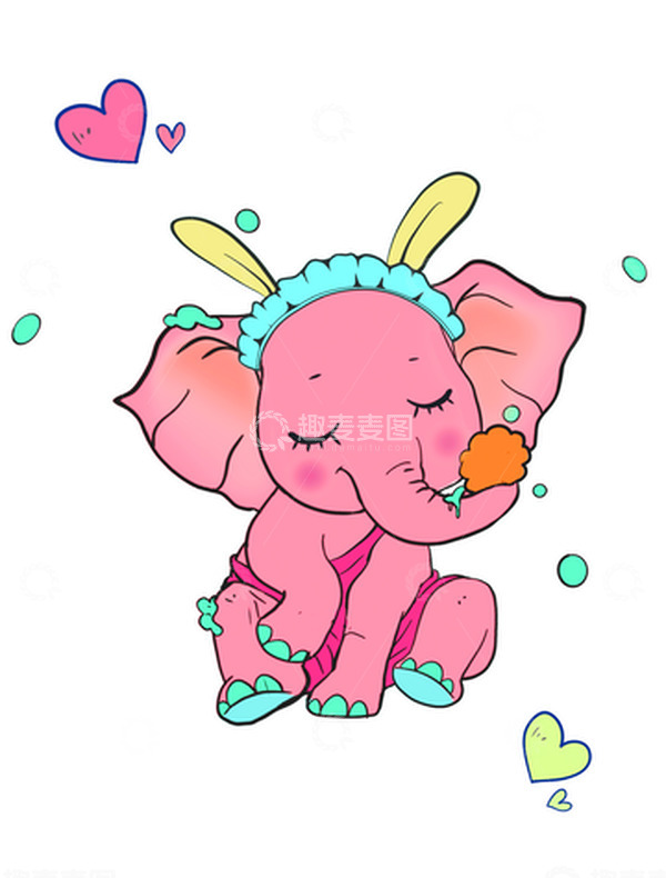 源文件下载【趣麦麦图】粉色小象动物卡通版