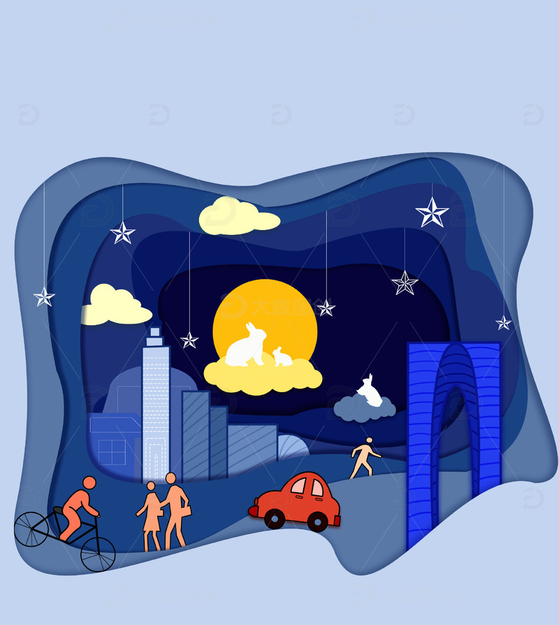 源文件下载【趣麦麦图】忙碌的中秋城市夜