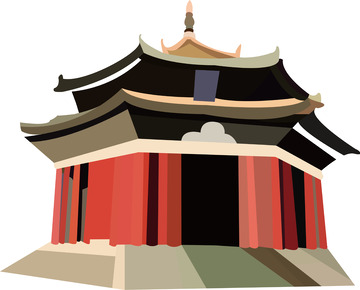 红色扁平故宫国庆装饰图