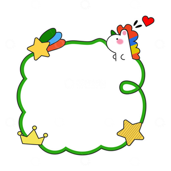 源文件下载【趣麦麦图】卡通手绘小清新彩虹独角兽气泡文本框