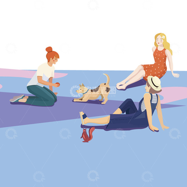 源文件下载【趣麦麦图】-郊游人物动物