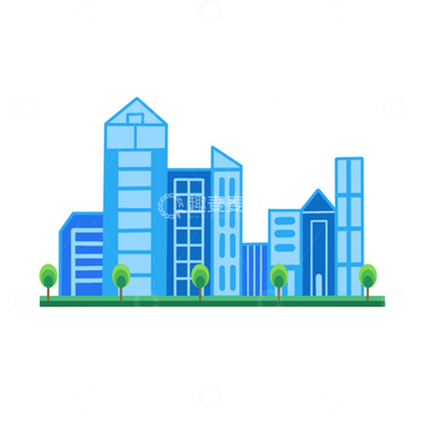 源文件下载【趣麦麦图】扁平风手绘城市建筑平面卡通楼房元素