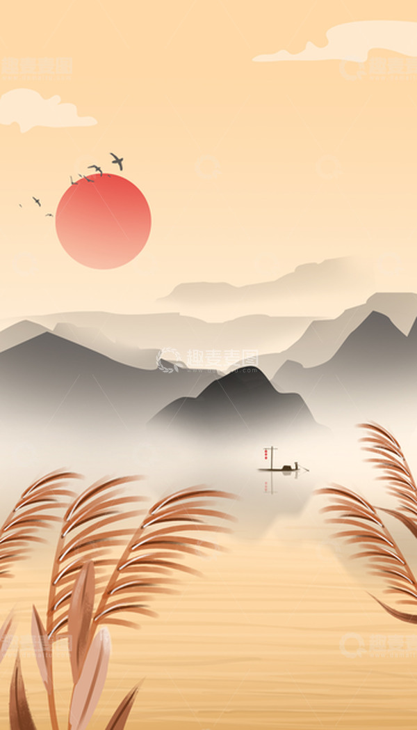 源文件下载【趣麦麦图】黄色白露节气插画背景