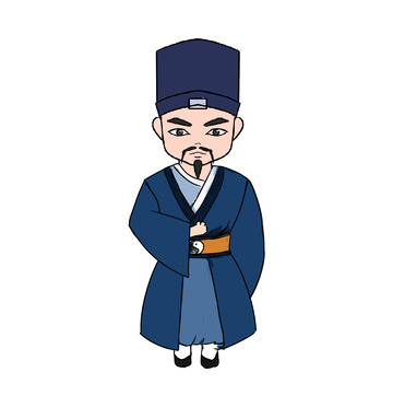 道士青色修行节日卡通