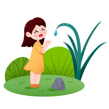 白露节气女子在早晨手捧露水元素