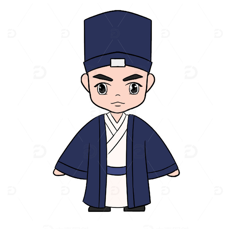 源文件下载【趣麦麦图】道士  青色  修行  卡通  节日