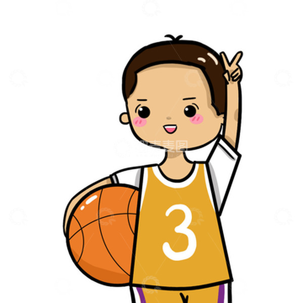 源文件下载【趣麦麦图】卡通小朋友打篮球手绘图