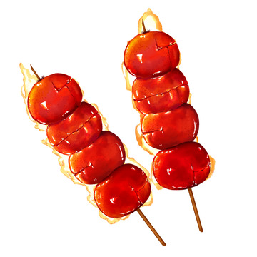 手绘糖葫芦 年味 一串美食 冰糖葫芦