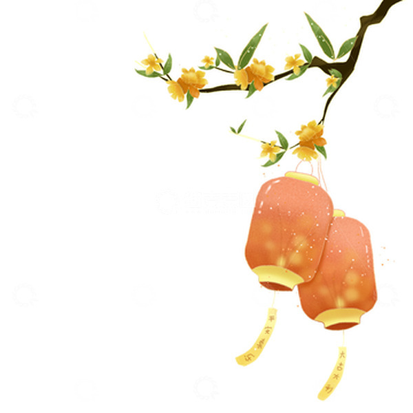 源文件下载【趣麦麦图】中秋国庆手绘古风灯笼桂花