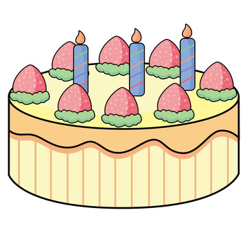 暖色卡通生日蛋糕手绘元素