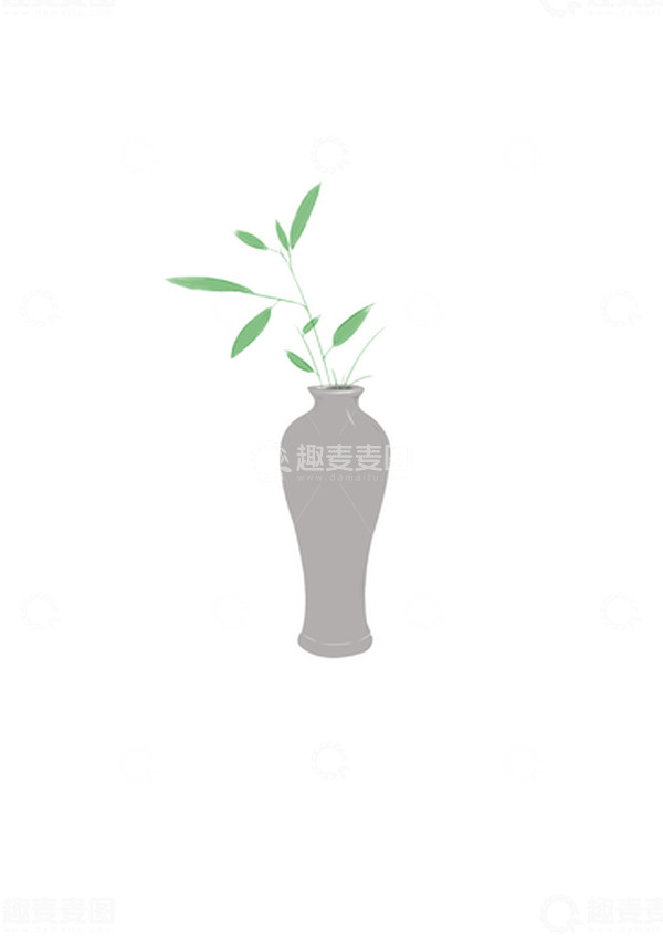 源文件下载【趣麦麦图】灰绿色简约装饰小品手绘图